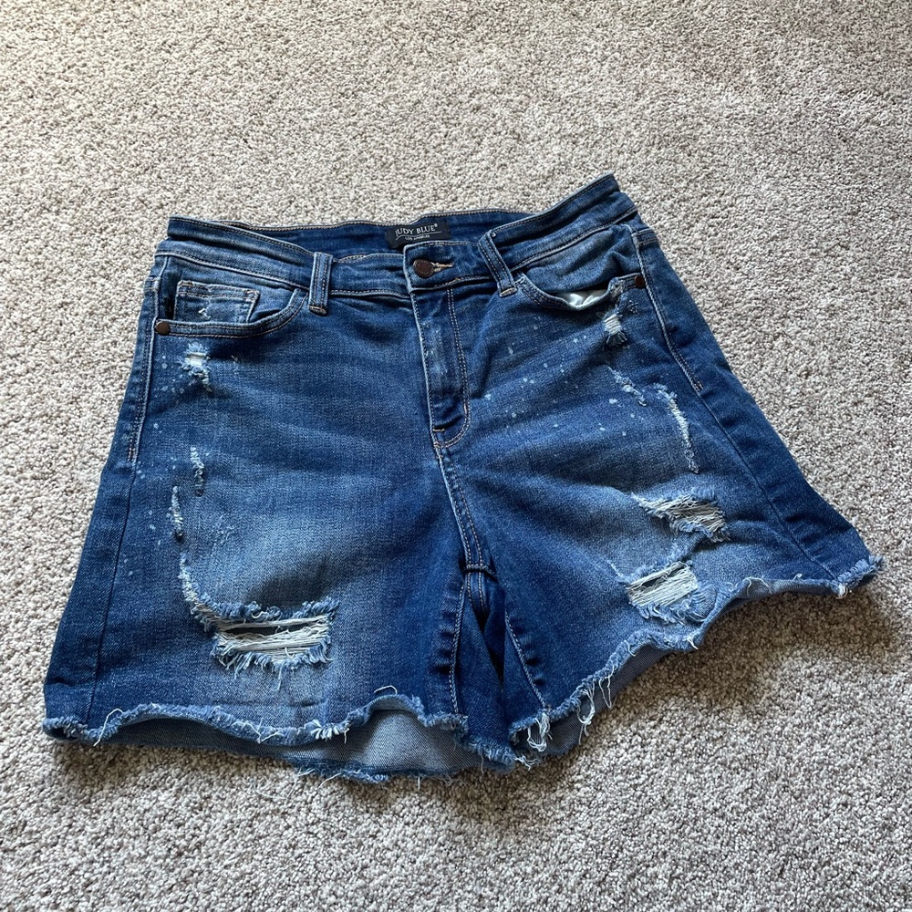 Judy Blue High Rise Distressed Denim Jean Shorts